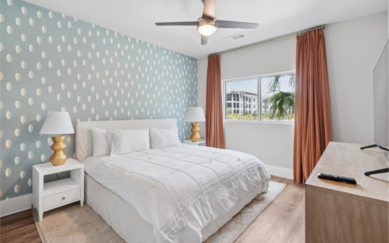 Spacious bedroom with ample natural light